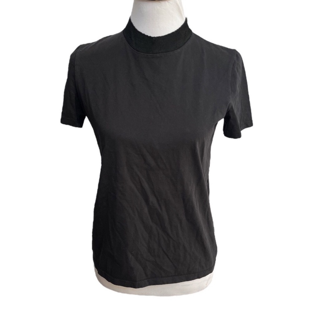 Zara Short Sleeve Mockneck TShirt Black Size Large
